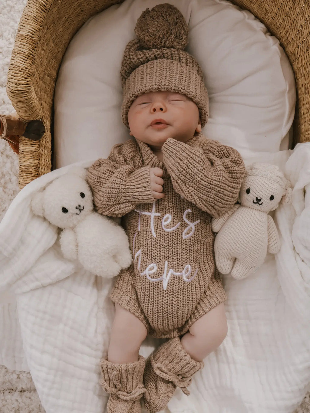 He's Here Textured Brown Romper