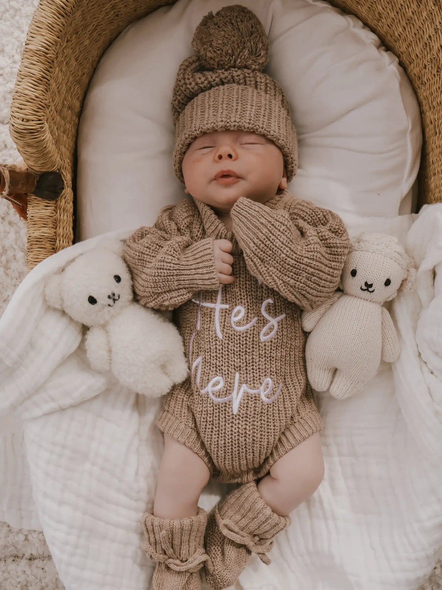 He's Here Textured Brown Romper