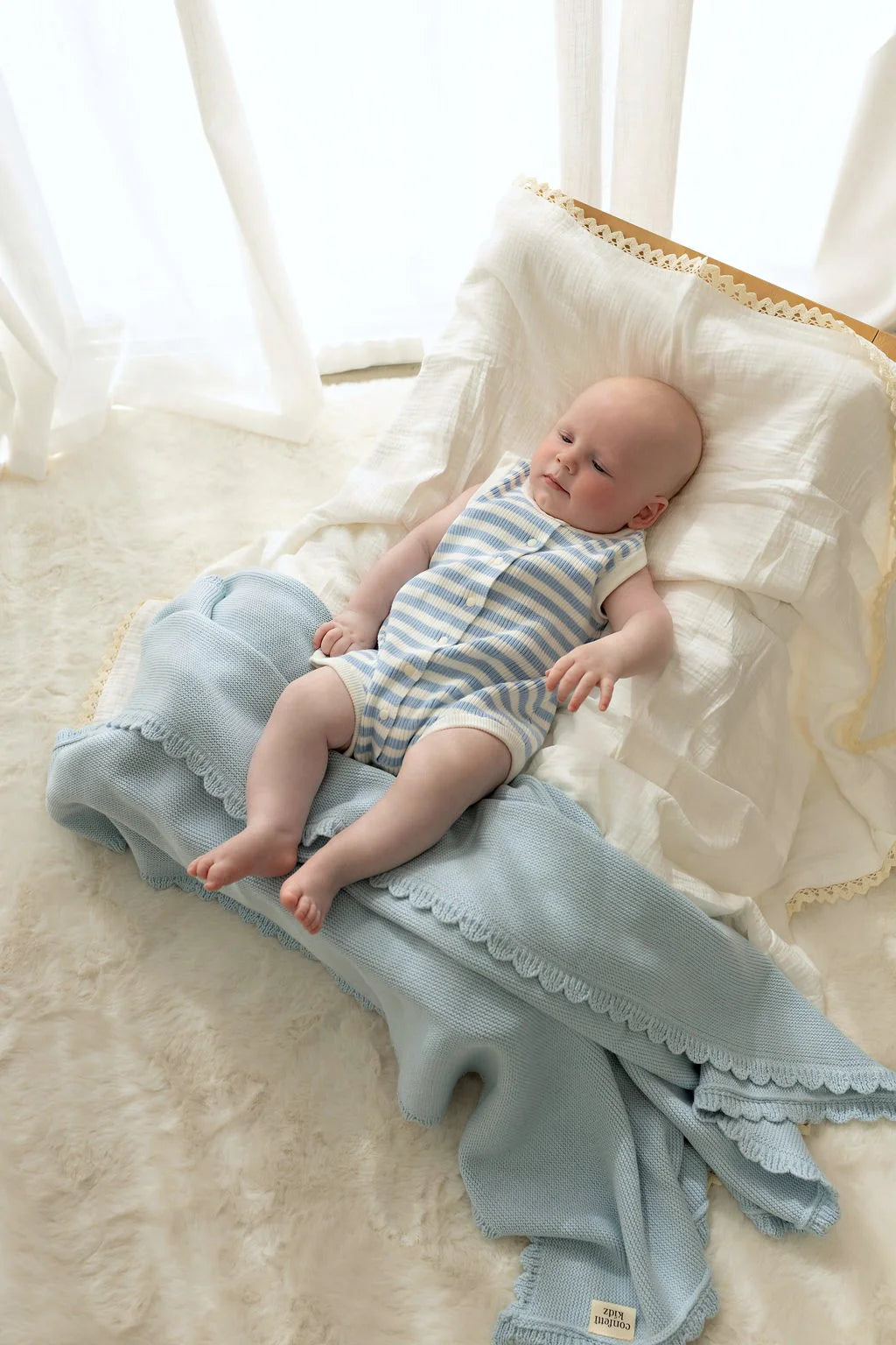 Heritage Knit Blanket - Traditional Blue