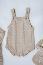 Cable Knit Romper - Biscuit