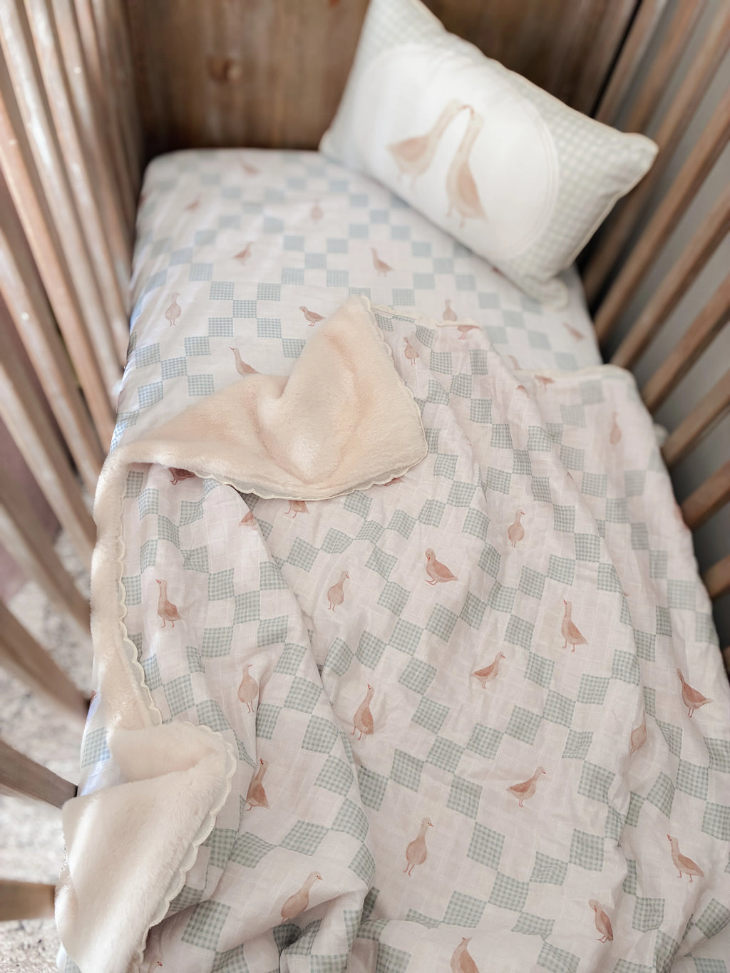 Goosey Gander Fur Lined Cot Blanket