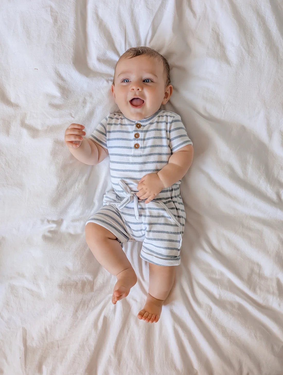 Blue Stripe Rib Shorts