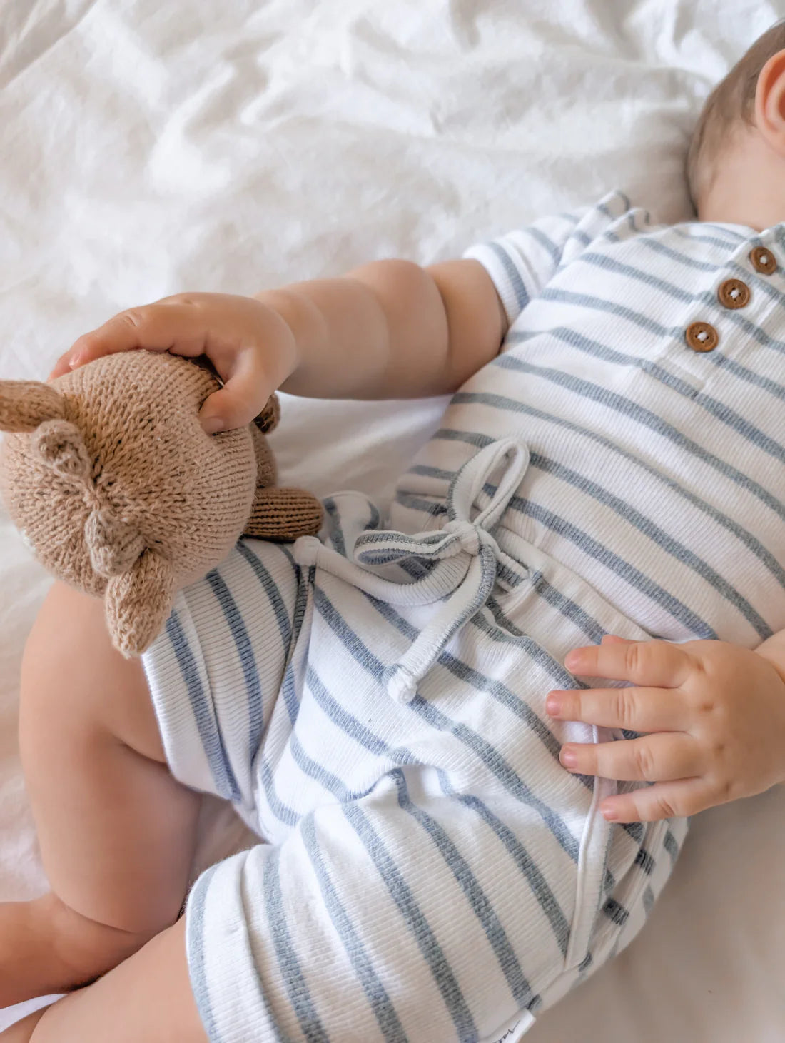 Blue Stripe Rib Shorts
