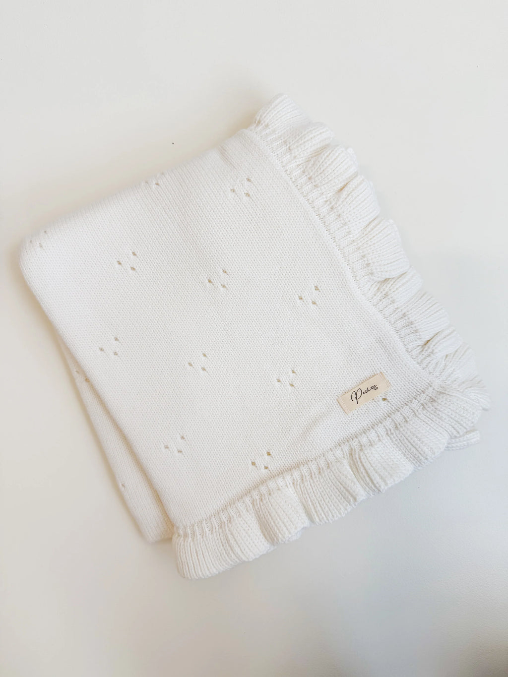 Frill Pointelle Baby Blanket | Milk