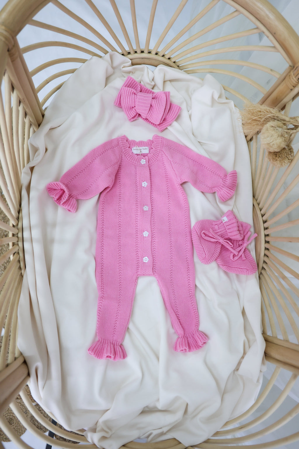 Penelope Frill Organic Knit Romper - Blossom