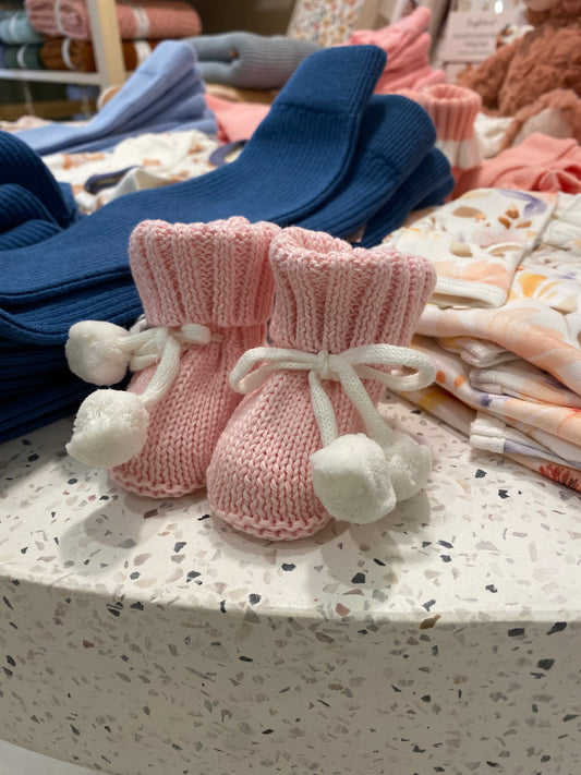 Pom Pom Booties - Blush