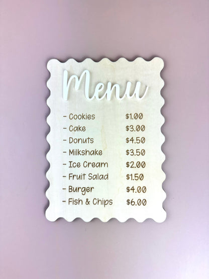 Play Menu Sign