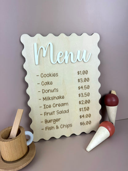 Play Menu Sign