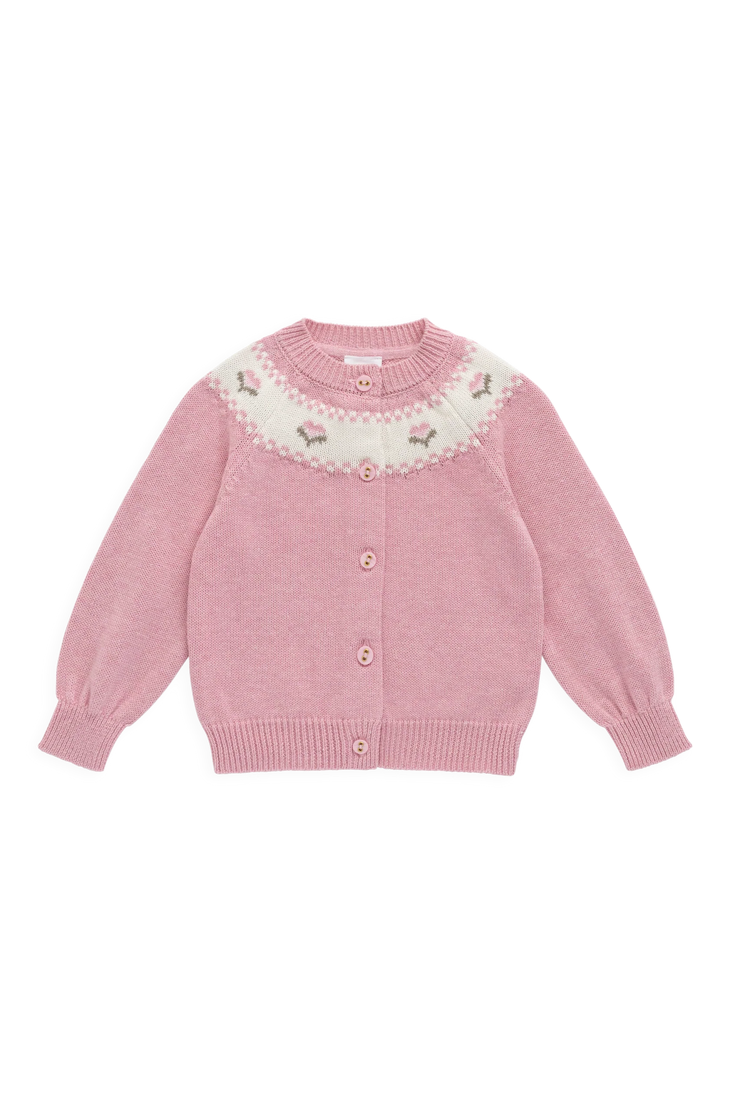 Annette Jacquard Cardigan - Pink Flutter Marle