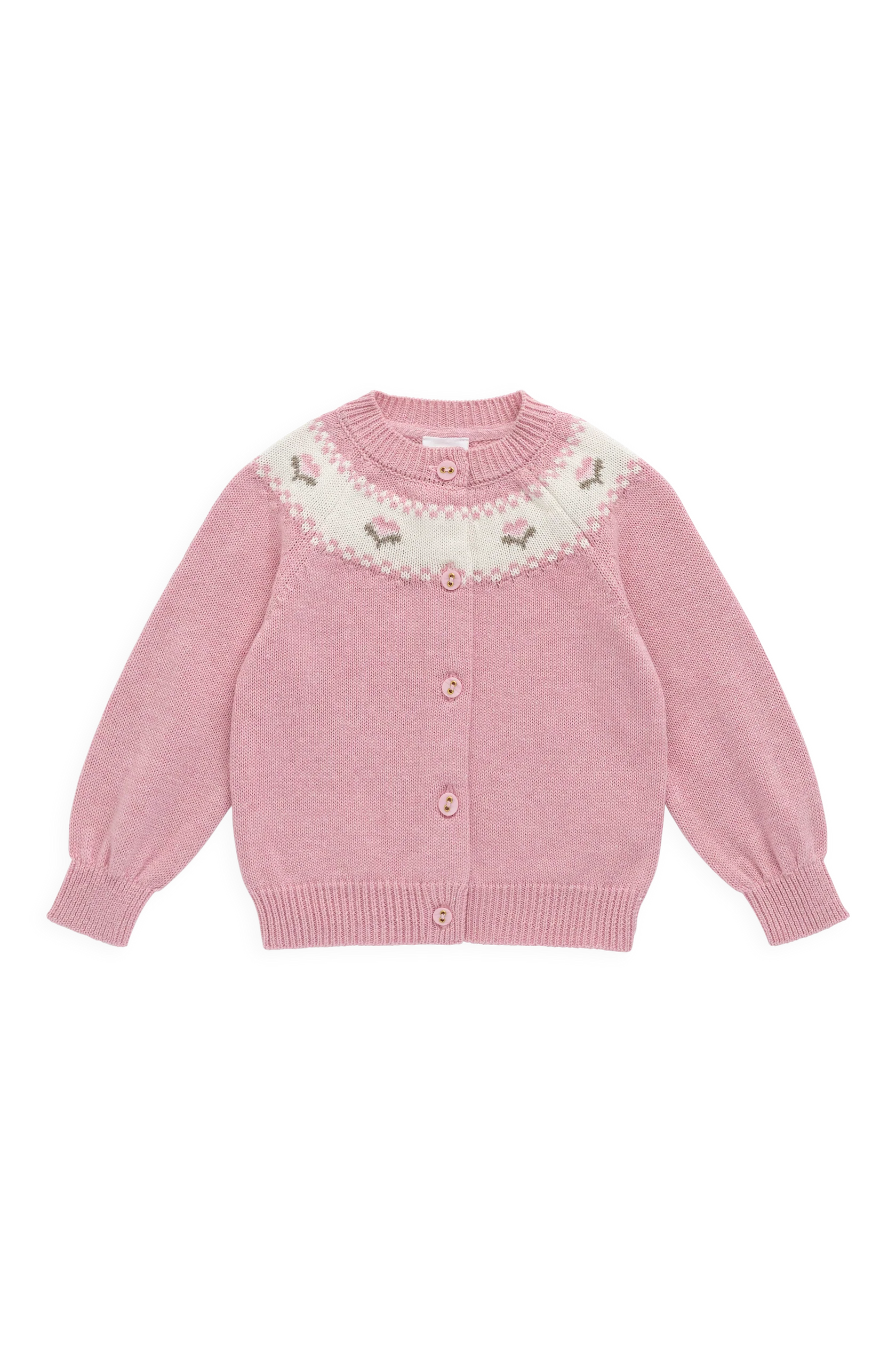 Annette Jacquard Cardigan - Pink Flutter Marle