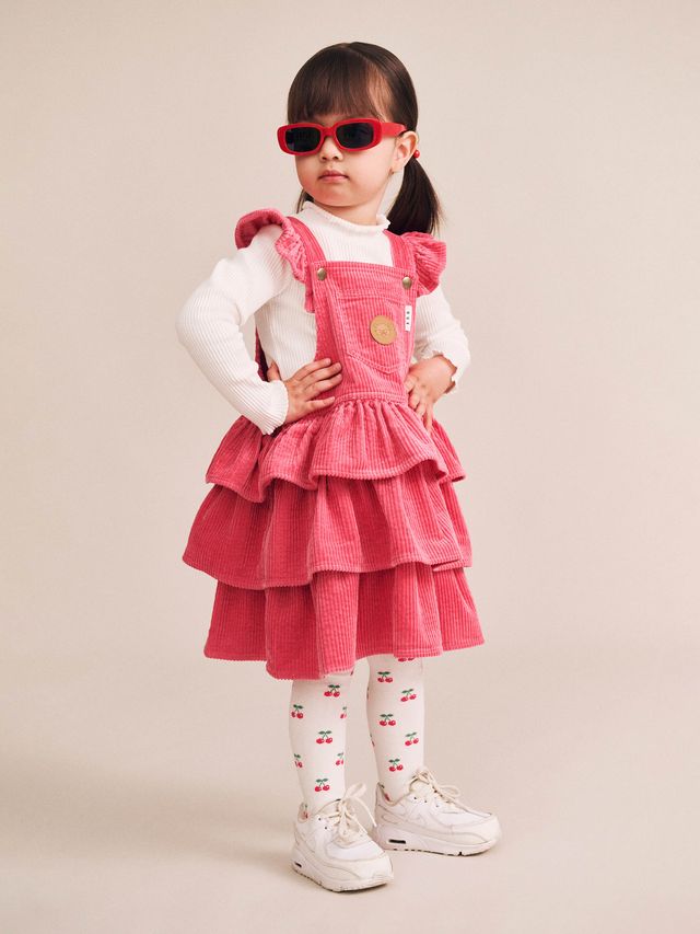 Classic Tiered Cord Pink Pinafore