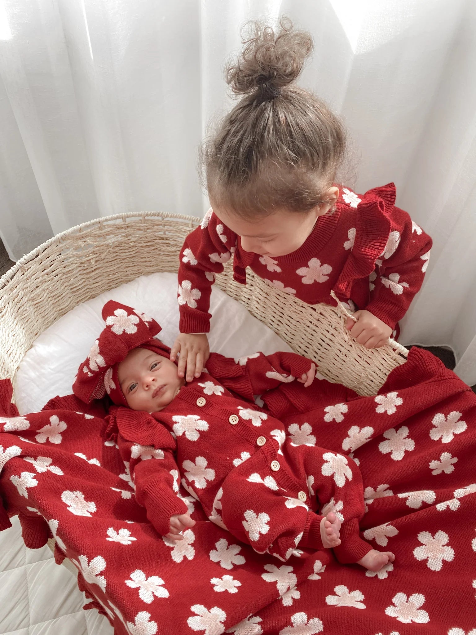Knit Topknot - Red Posy