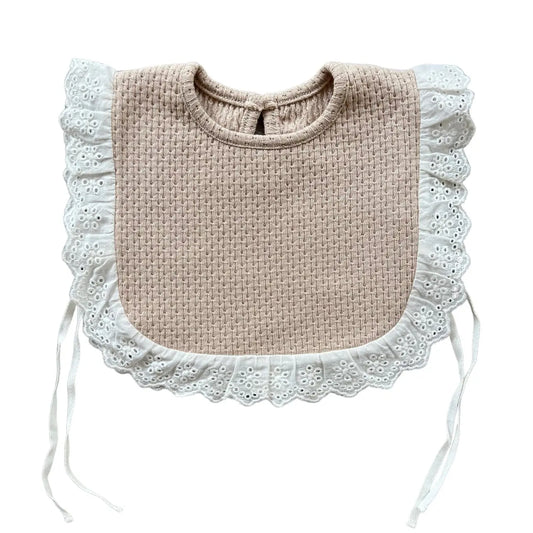 Knitted Lace Frill Bib - Assorted