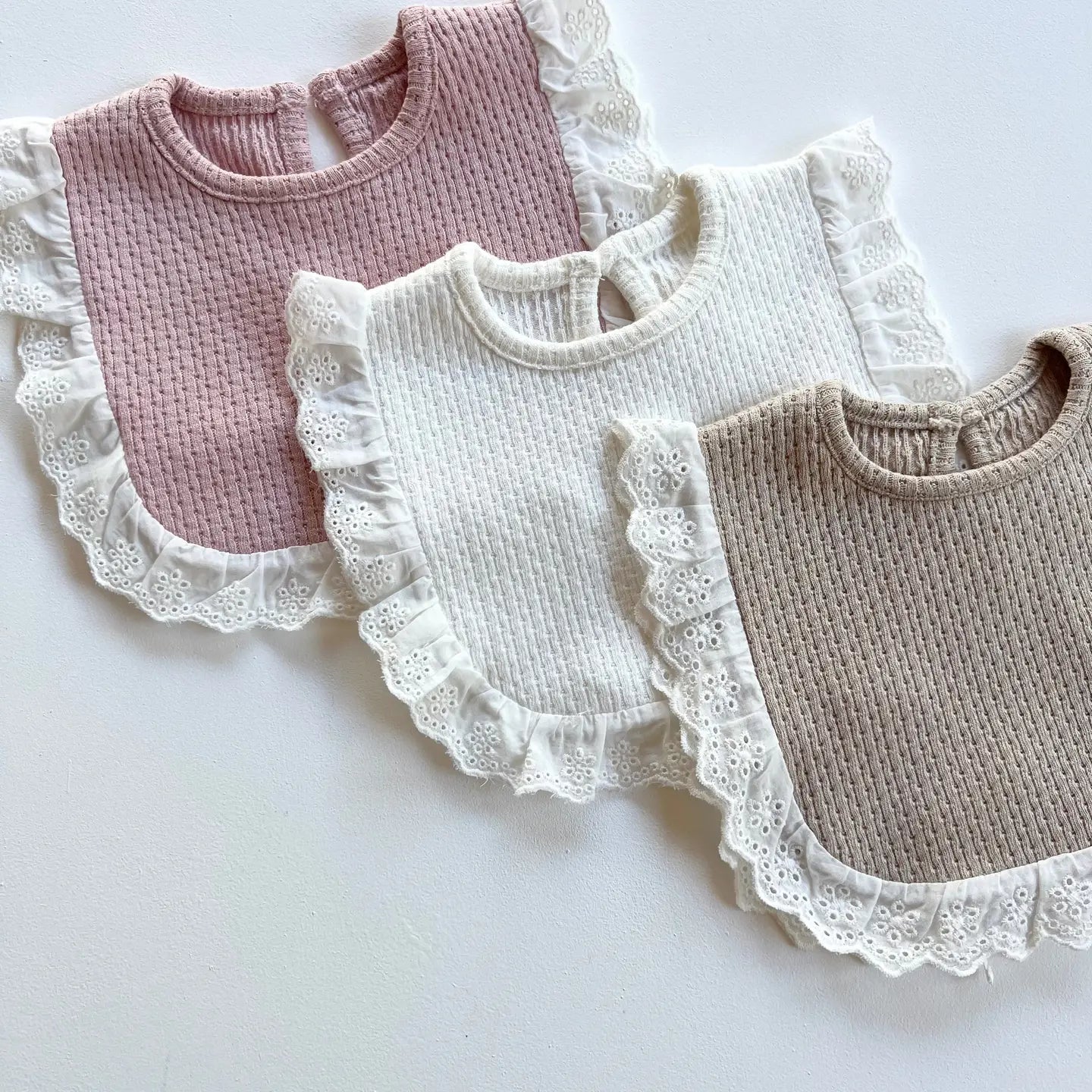 Knitted Lace Frill Bib - Assorted