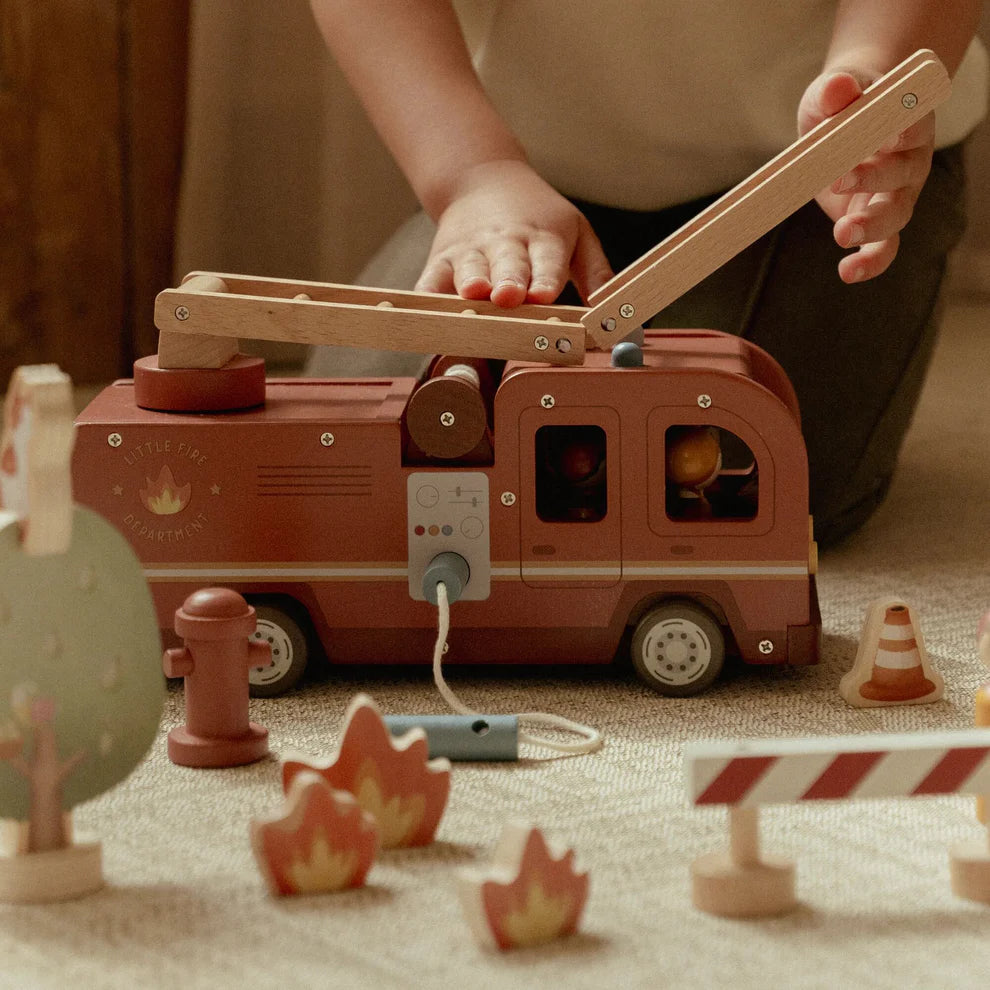 Wooden Fire Truck Set