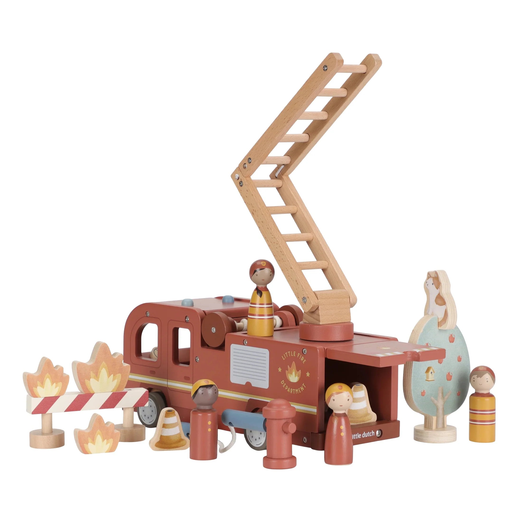 Wooden Fire Truck Set