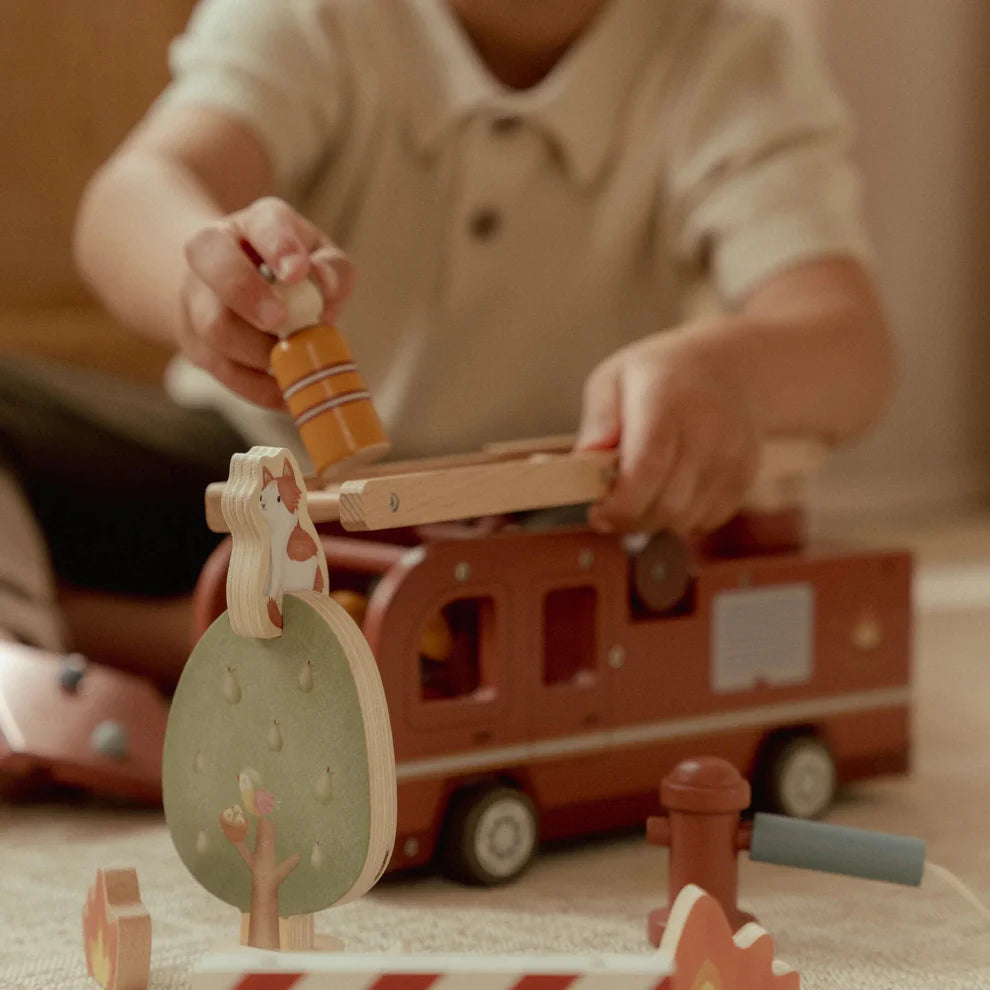 Wooden Fire Truck Set