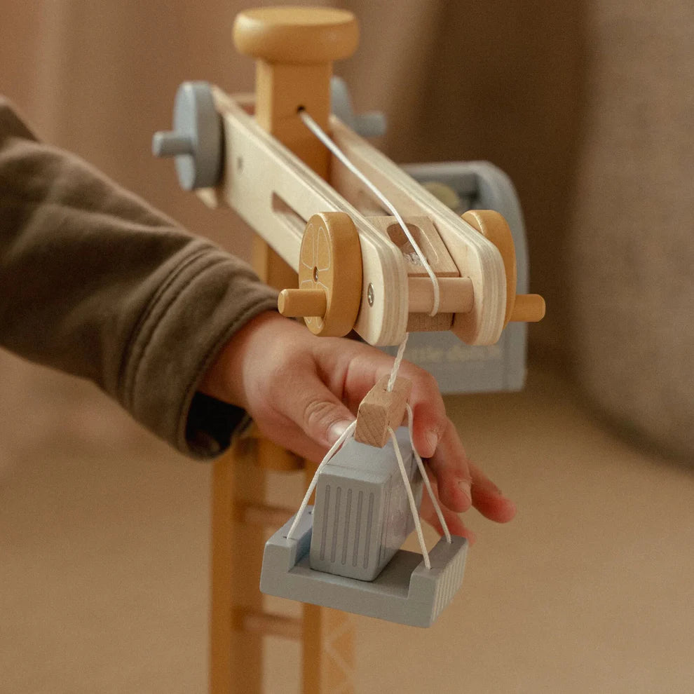 Wooden Crane and Train Track Set