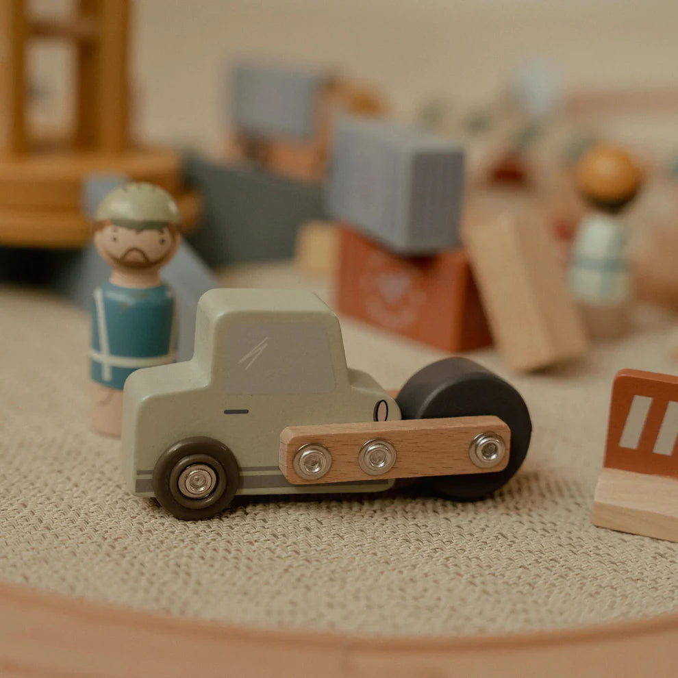 Wooden Crane and Train Track Set
