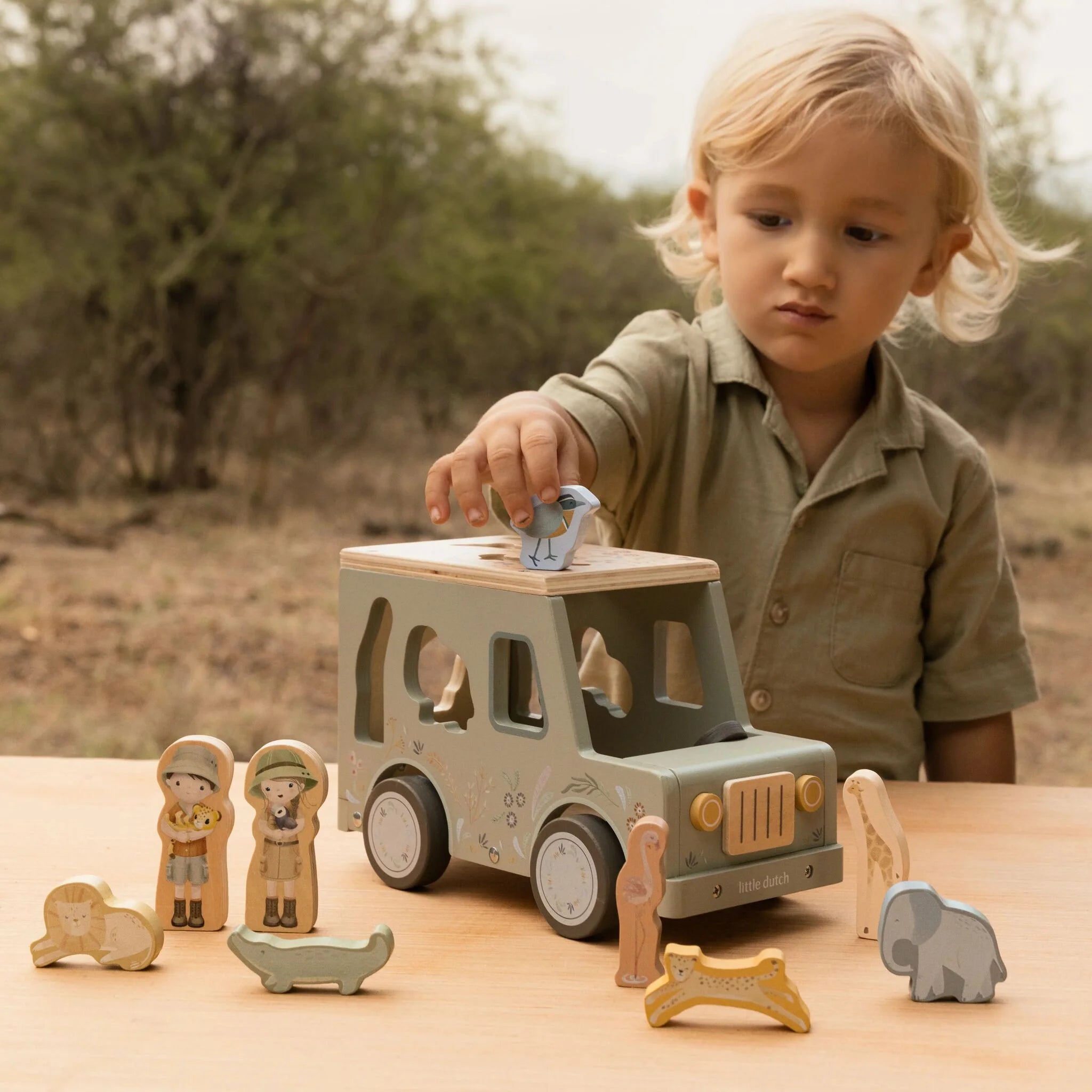 Wooden Shape Sorter Safari Car