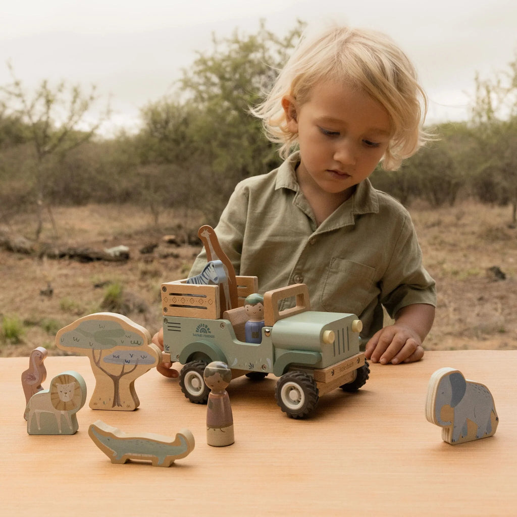 Wooden Safari Car with Animals