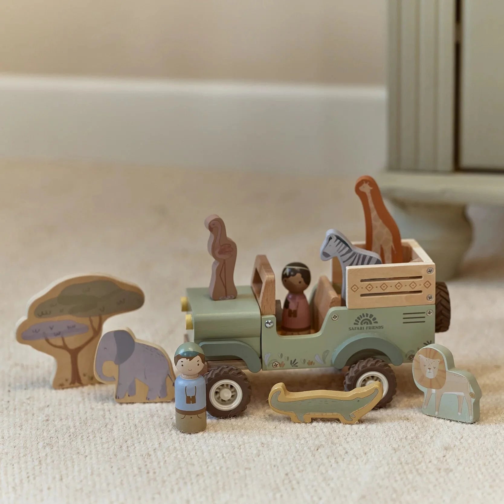 Wooden Safari Car with Animals