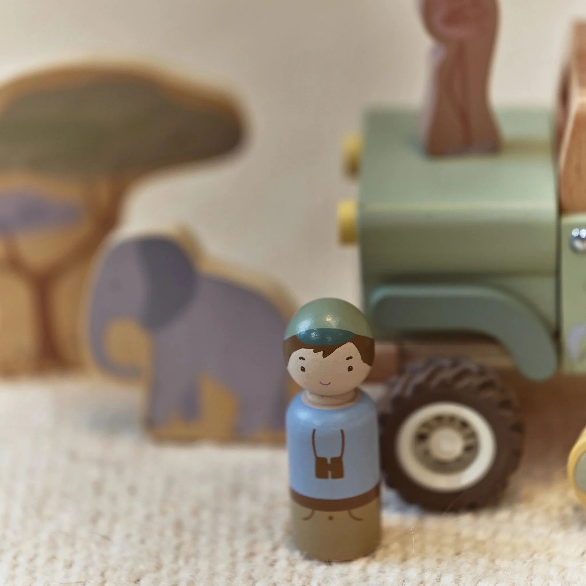 Wooden Safari Car with Animals