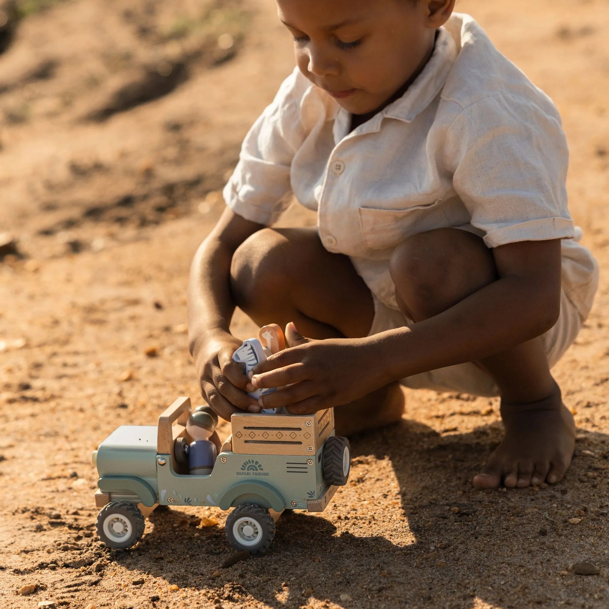 Wooden Safari Car with Animals