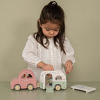 Wooden Toy Car and Caravan