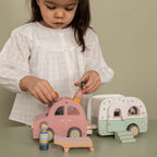Wooden Toy Car and Caravan