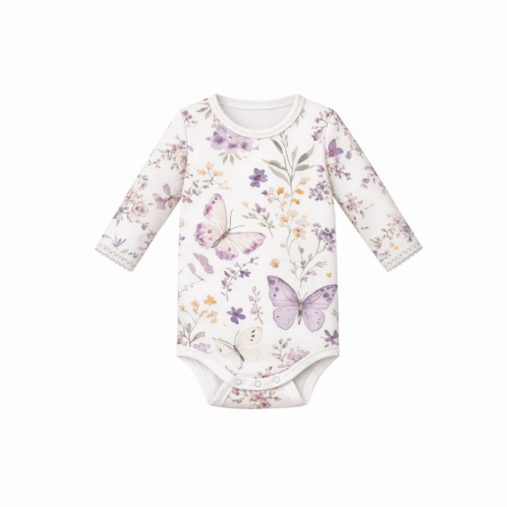 Lilac Butterflies | Long Sleeve Bodysuit
