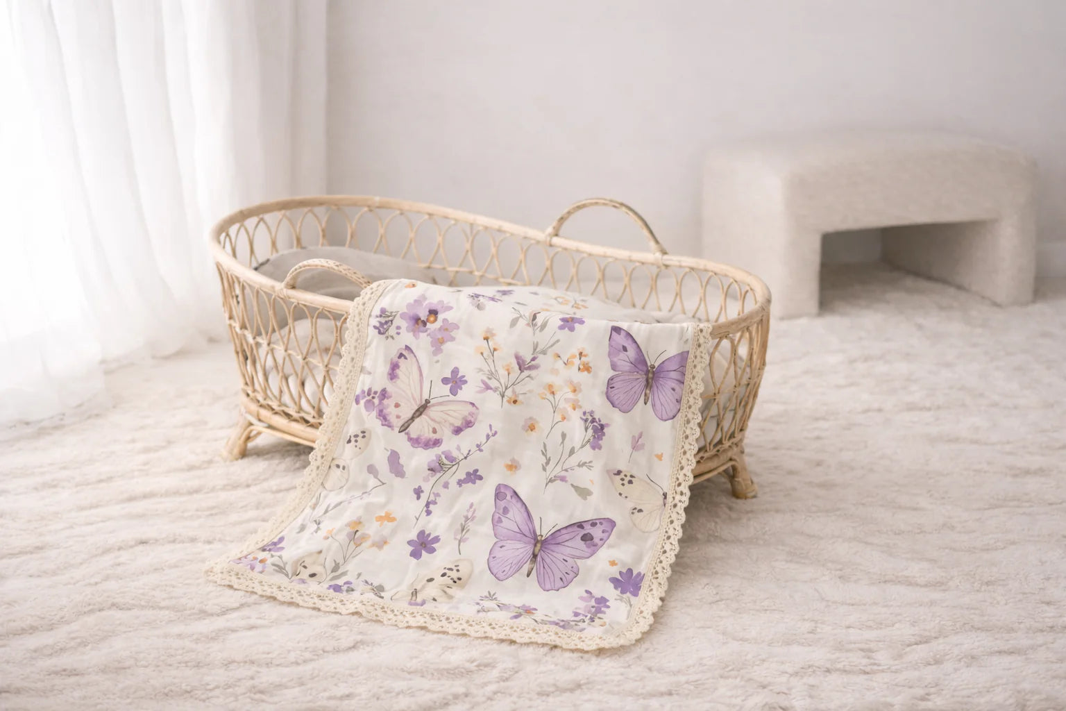 Lilac Butterflies | Muslin Blanket