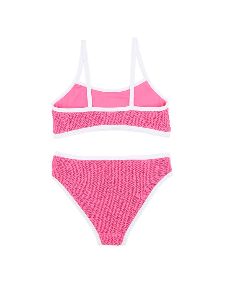 Bubblegum/White Crinkle Bikini