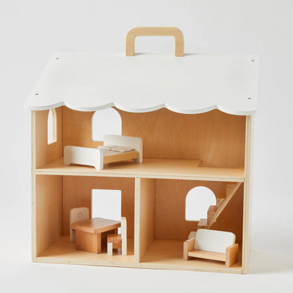 Wooden Dolls House with Furniture