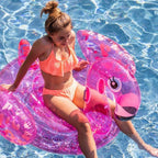 Inflatable Ride On - Neon Pink Flamingo, 150 cm