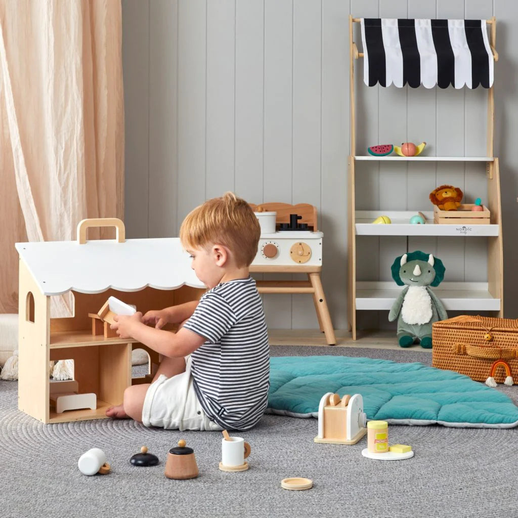 Wooden Dolls House with Furniture