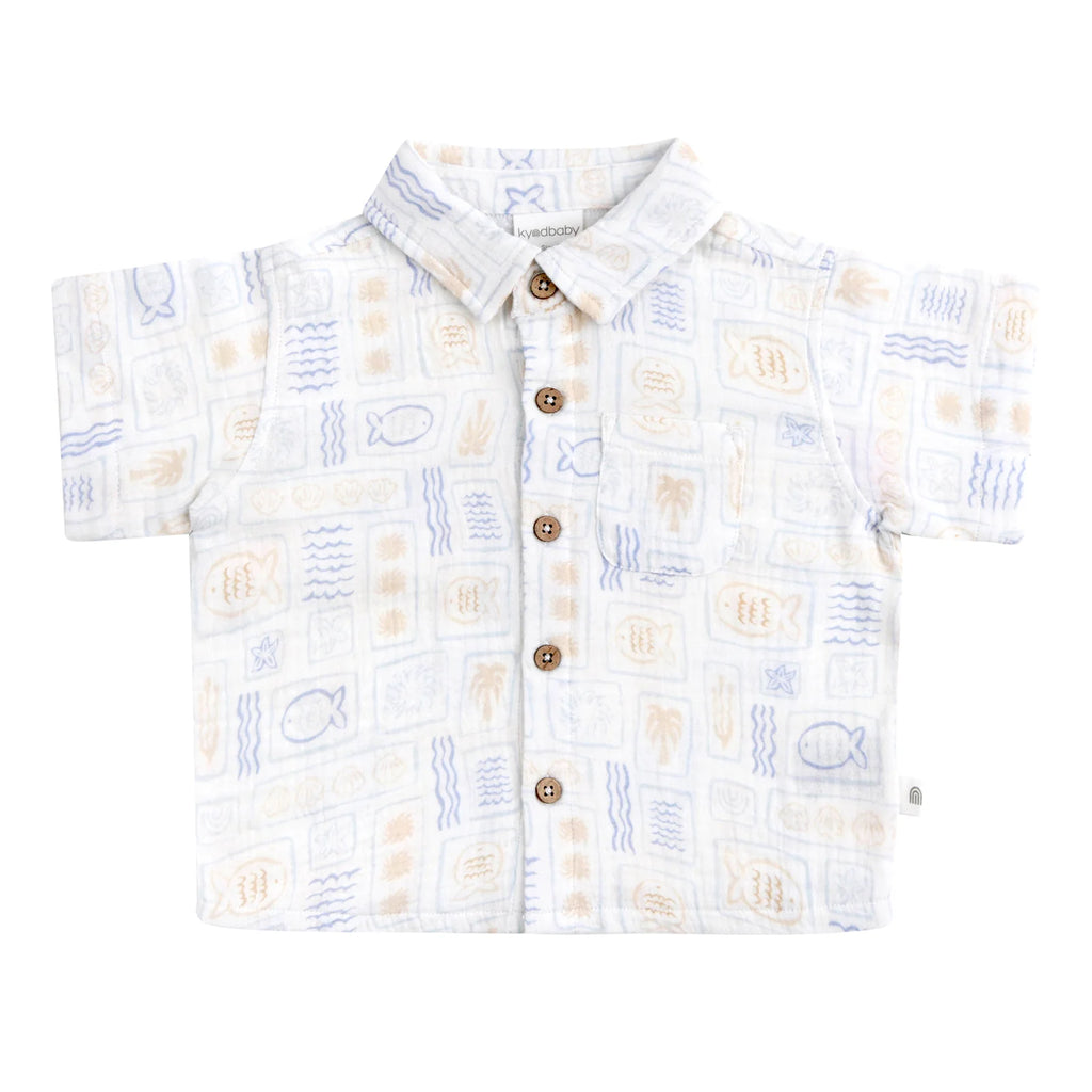 Woven Printed Short Sleeve Shirt - Salty Shores