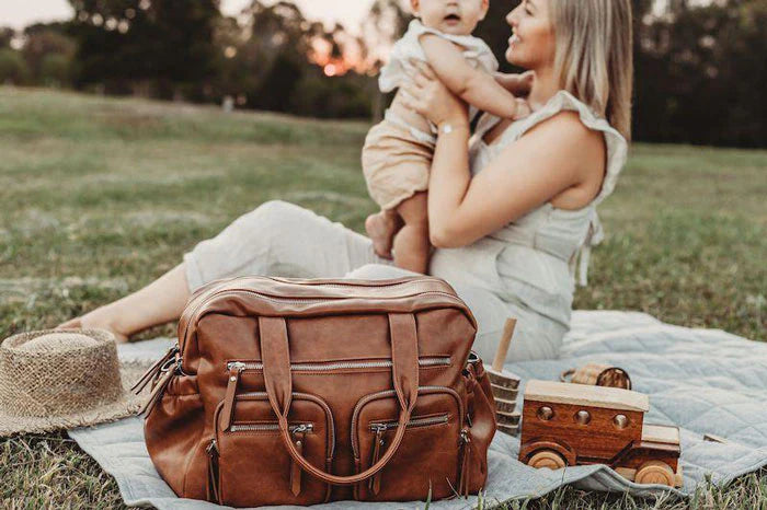 Carry All Nappy Bag - Tan Vegan Leather