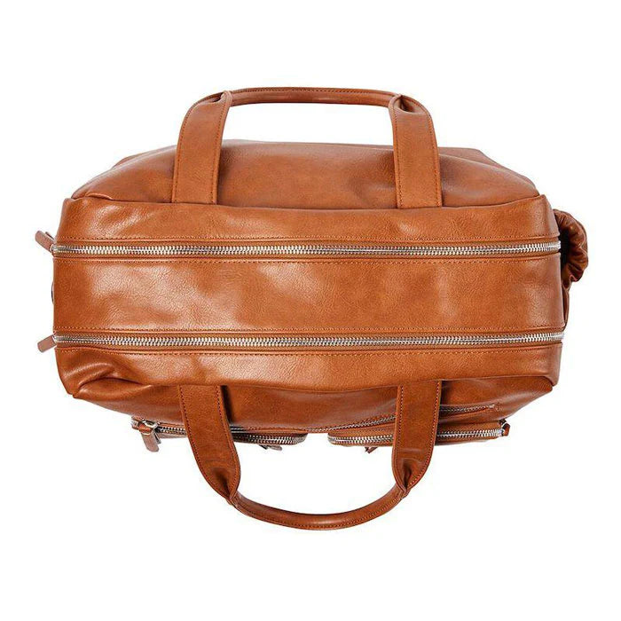 Carry All Nappy Bag - Tan Vegan Leather