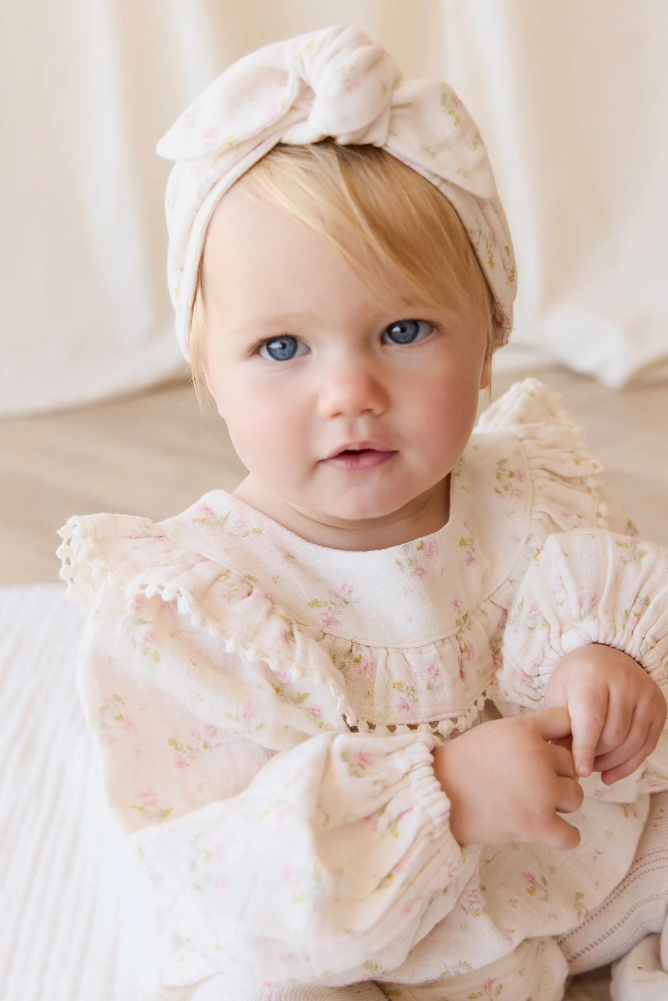 Organic Cotton Muslin Headband - Emelia Pink