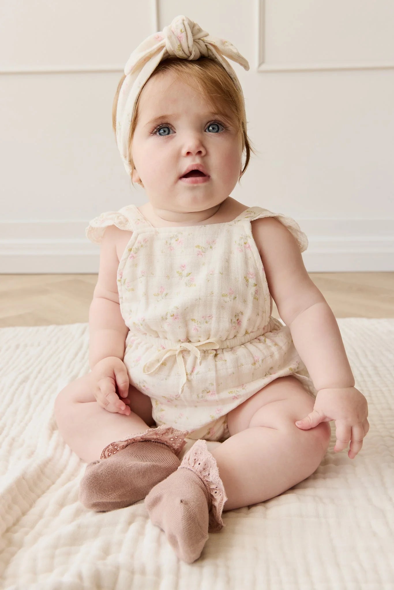 Organic Cotton Muslin Luciana Playsuit - Emelia Pink