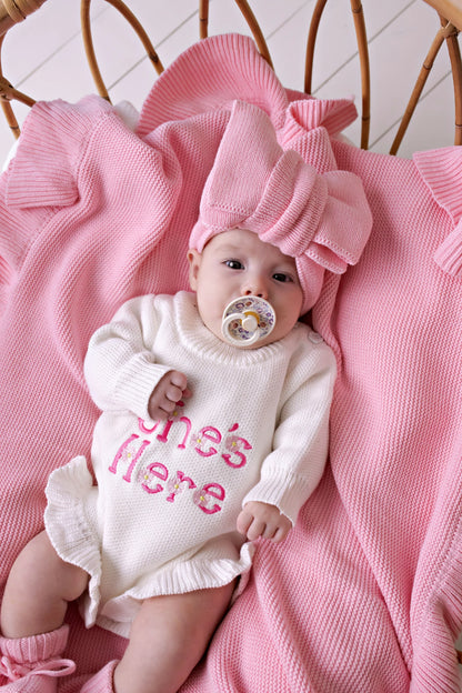 Oversized Knit Top Knot Cotton Candy