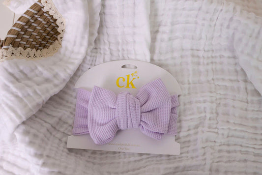 Oversized Knit Top Knot Lilac Waffle