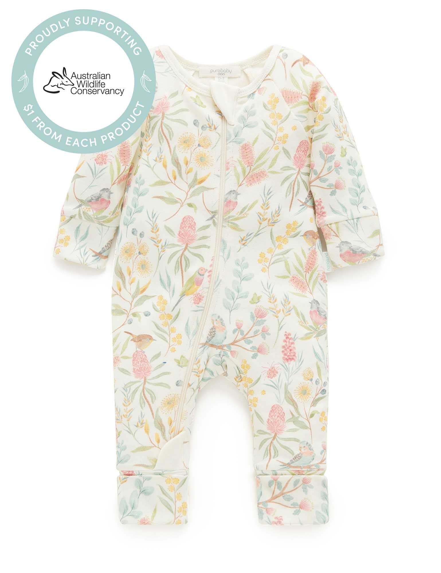Aviary Garden Zip Growsuit & Reversible Bib