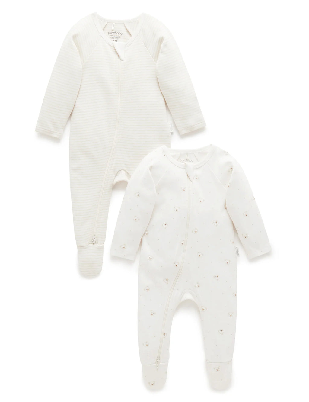 Vanilla Bear 2 Pack Zip Growsuit