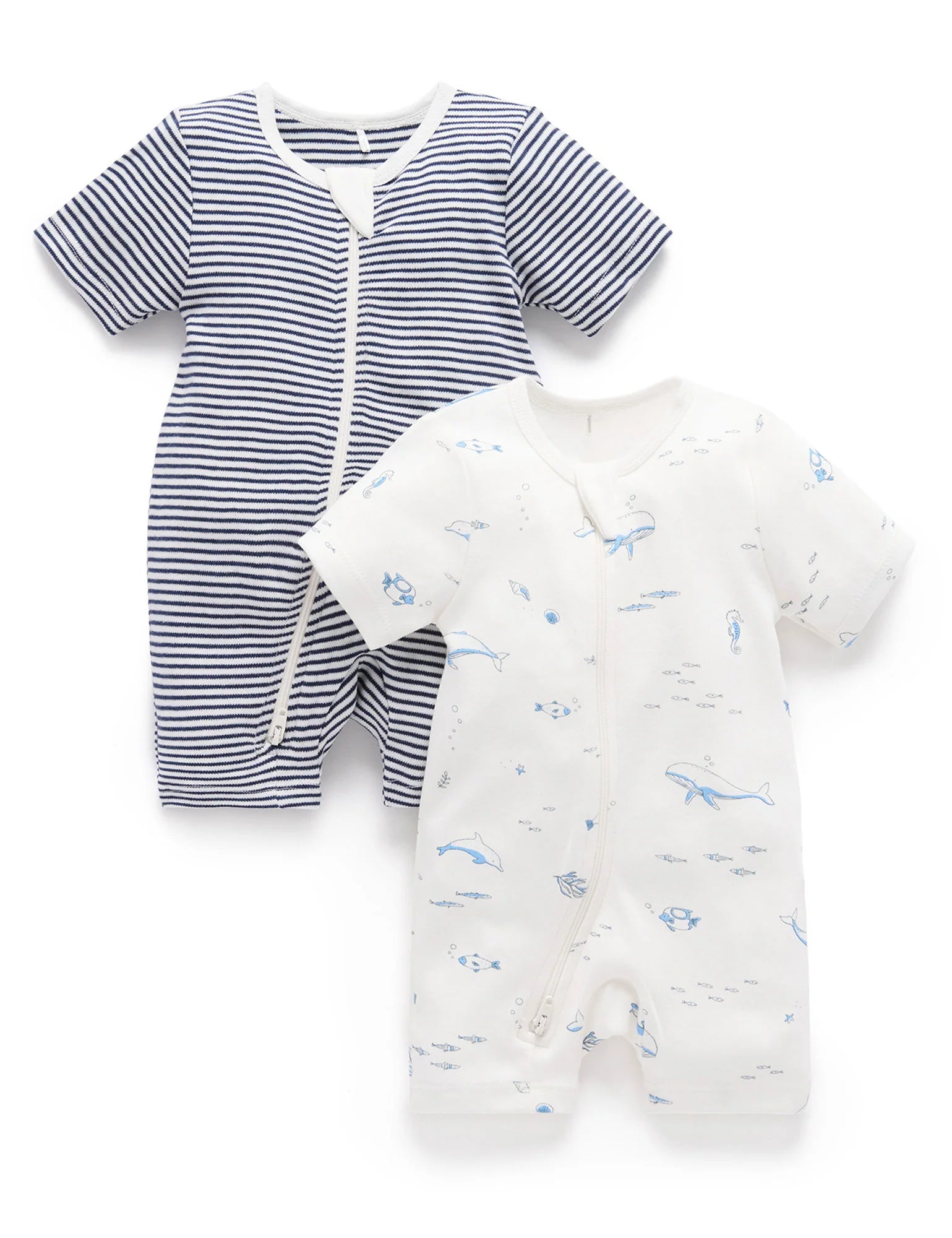 Nautical 2 Pack Short Zip Growsuit
