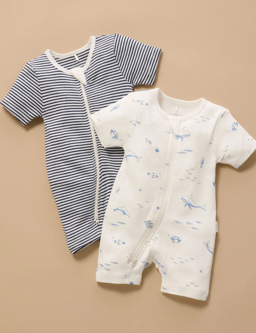 Nautical 2 Pack Short Zip Growsuit