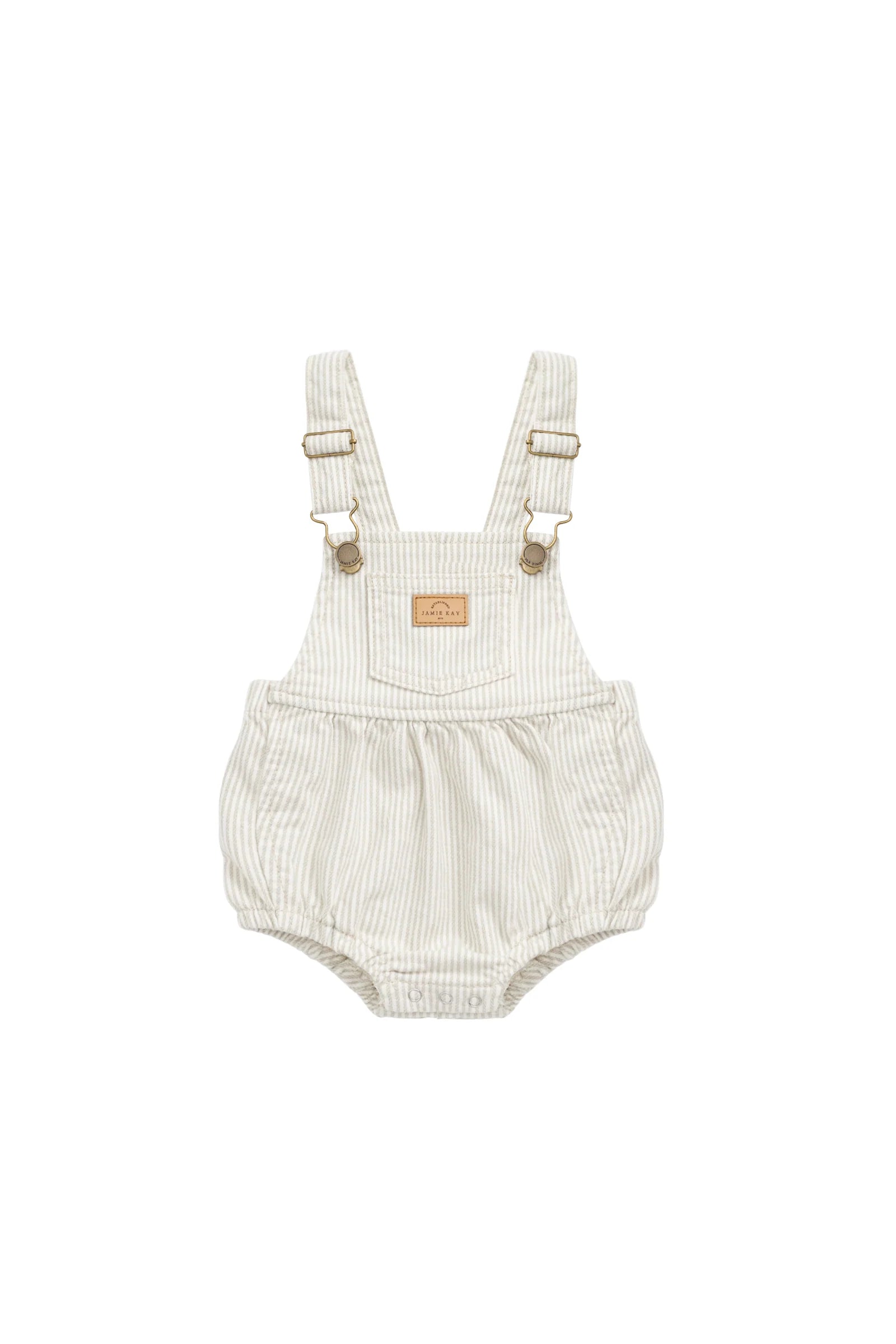 Pax Playsuit - Fine Vertical Stripe Sandy Brown/Cloud