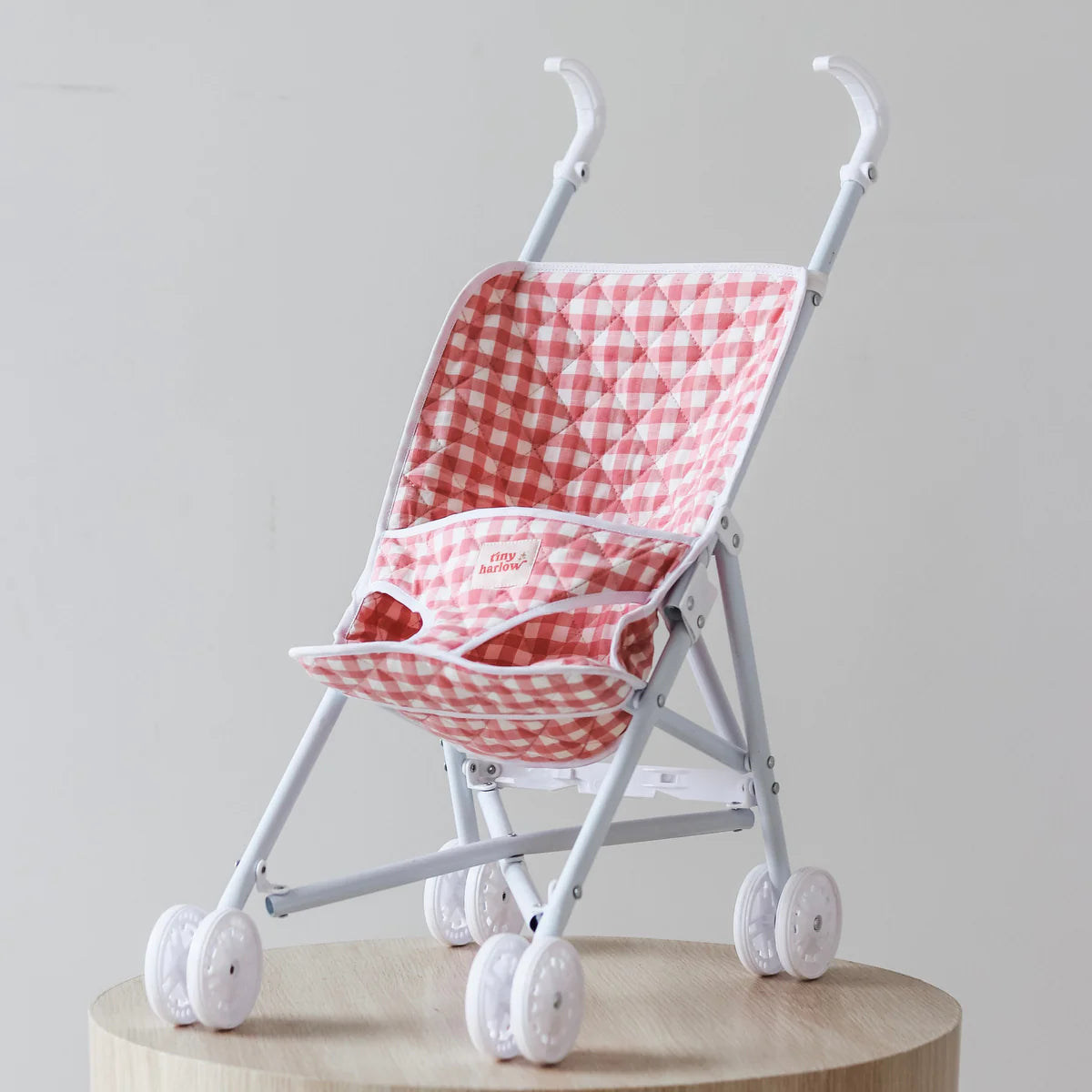 Doll Stroller - Pink Gingham