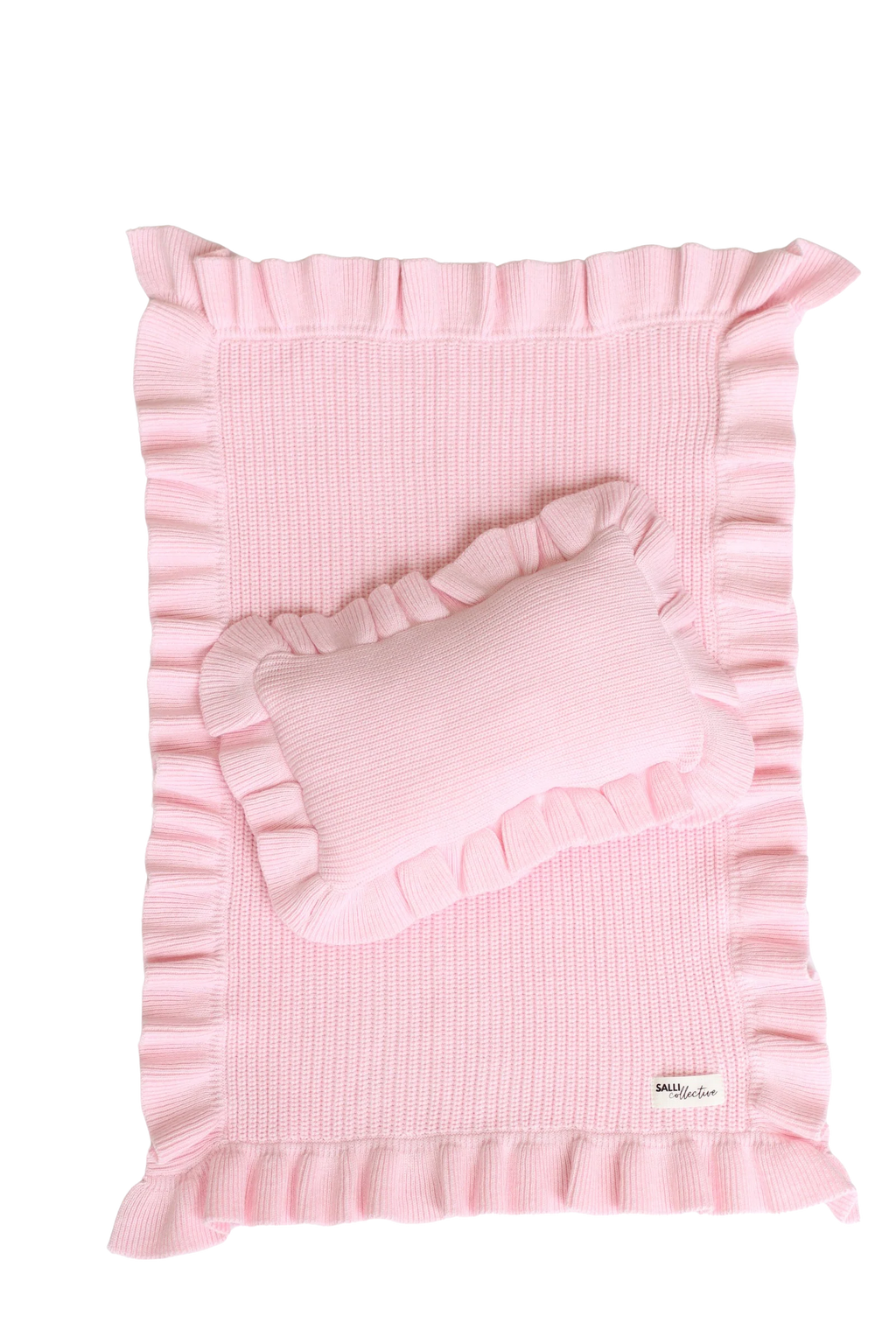 Pink frilled doll Blanket + Pillow set